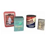 Vintage Tin Cans-Hershey, OMAR Wallpaper Cleaner,