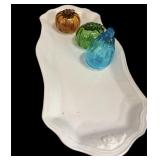 Ceramic Tray wï¿½ Glass Fruit