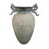 Green Metal & Glass Vase
