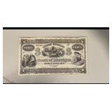 Vintage 19th Century $3 Bank of Michigan Note