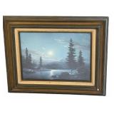 Embraced by Moonlight Vintage Lithograph