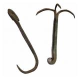 3 Prong Grappling Hook & Hand Forged Iron Hook