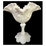 Fenton Milk Glass Cabbage Rose Compote