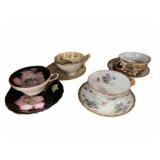 (4) Beautiful Cups & Saucers