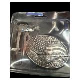 God Bless America Belt Buckle & Knife
