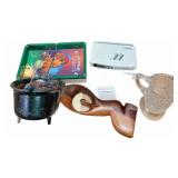 Good Mini Cast Iron Kettle, Joe Camel Ashtray,
