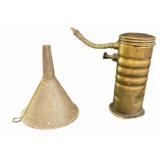 Brass Oil Can & Funnel