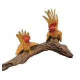 Roosters on Log
