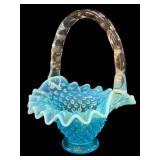 Blue Fenton Hobnail Basket
