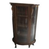 Early 1900s Lion Heads Claw Feet Brown Wood Curio