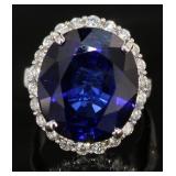 14kt Gold 22.50 ct Oval Sapphire & Diamond Ring