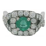 Brilliant 2.07 ct Lab Emerald & Diamond Ring