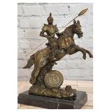 Bronze Mounted Medieval Knight on Armored Horse