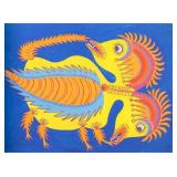 Two Headed Chicken Canvas by Maria Primachenko