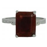 Emerald Cut 3.58 ct Natural Ruby & Diamond Ring