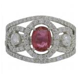 Platinum 2.10 ct Natural Ruby & VS Diamond Ring