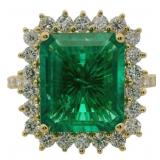 10kt Gold 5.60 ct Emerald & VS Lab Diamond Ring