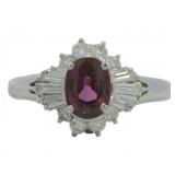 Platinum 1.31 ct Natural Ruby & Diamond Ring