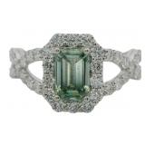 10kt Gold 2.02 ct Fancy Green VS Lab Diamond Ring