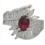 Platinum 2.46 ct Natural Ruby & VS Diamond Ring