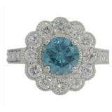 10k Gold 2.21 ct Fancy Blue Lab Diamond Ring