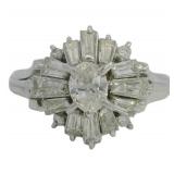 Platinum 1.11ct Natural Oval Diam. Ballerina Ring
