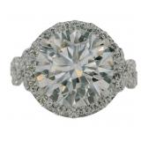 10kt Gold 5.72 ct Round Lab Diamond Halo Ring