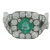 Brilliant 2.07 ct Lab Emerald & Diamond Ring