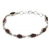 Natural Vintage Style Marquise Garnet Bracelet