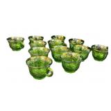 (12) PCS Vintage Indiana Glass Green Carnival