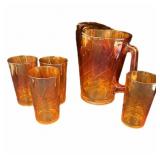 (5) PCS Vintage Marigold Carnival Glass Pitcher