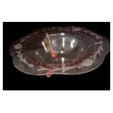 Footed Etched Pink Depression Bowl