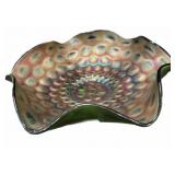 Fenton Green Carnival Coin Dot Bowl