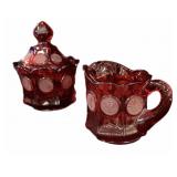 Ruby FOSTORIA Coin Glass Cream & Sugar