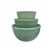 Jadeite 3 Pc Fire King Mixing Bowl Set
