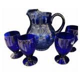 Cobalt Blue Pitcher & Glasses