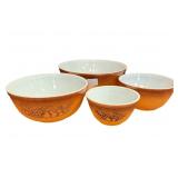 (4) PCS Pyrex Old Orchard Bowl Set