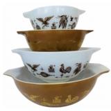 4 pc Pyrex Early American Mixing Bowls