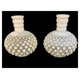 (2) Vintage French Opalescent Hobnail Cologne