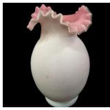 Fenton Pink & White Vase