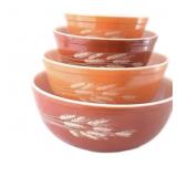 4 pc Pyrex Wheat Mixing Bowls