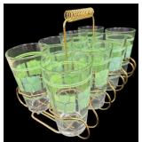 Green Clover 8 pc Glasses & Carrier