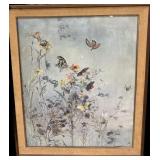 Flowers & Butterflied Framed Print