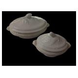 Pair White Ironstone Vegetable Servers
