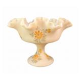 Fenton Custard Yellow Satin Glass Pedestal Dish