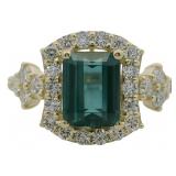 10kt Gold 3.08 ct Lab Alexandrite & Diamond Ring