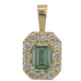 10kt Gold 1.53 ct Fancy Green Lab Diamond Pendant