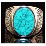 Men's Genuine Turquoise Signet Ring