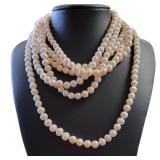 Genuine 96' Freshwater White Pearl Necklace