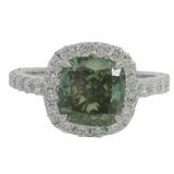 10kt Gold 3.55 ct Fancy Green VS Lab Diamond Ring
